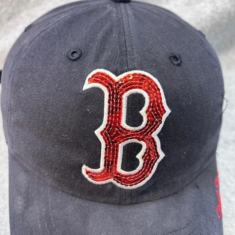 Red Sequin B Logo Womens Navy 47 Brand Boston Red Sox Adjustable Hat OSFA